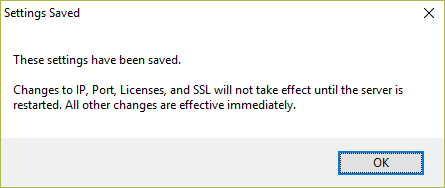 Confirmation dialog shown if the server is running.